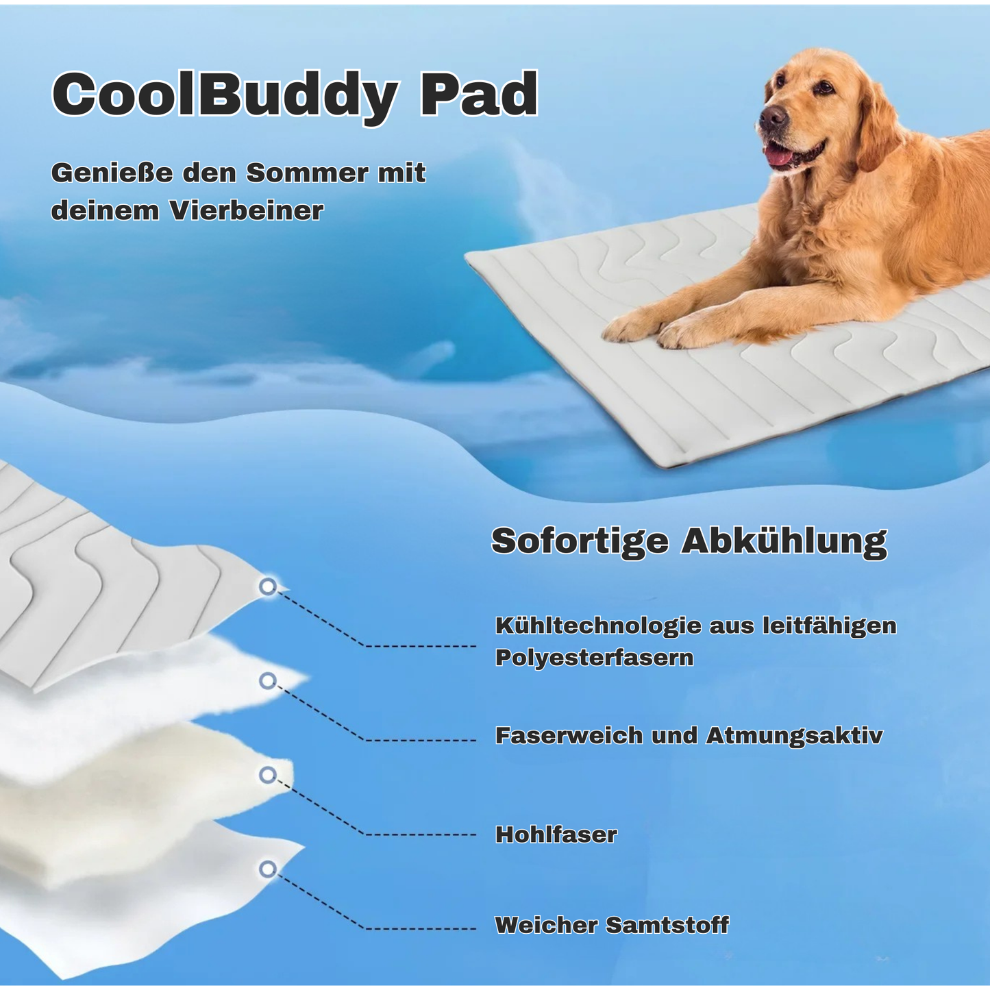 CoolBuddy Pad - Die kühlende Hundematte für heiße Tage